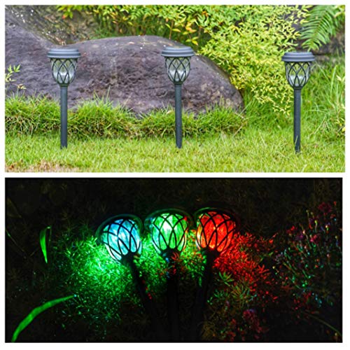 EXCMARK 10 Pack Color Changing Solar Lights Outdoor Decorative for Garden Pathway Walkway, Solar Outdoor Decorations for Patio Garden Christmas.