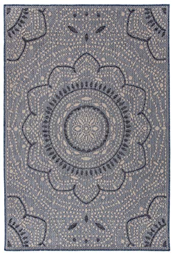 Rugshop Medallion Patio Rugs,Deck Rugs,Balcony Rugs Indoor/Outdoor Area Rug 5' x 7' Blue