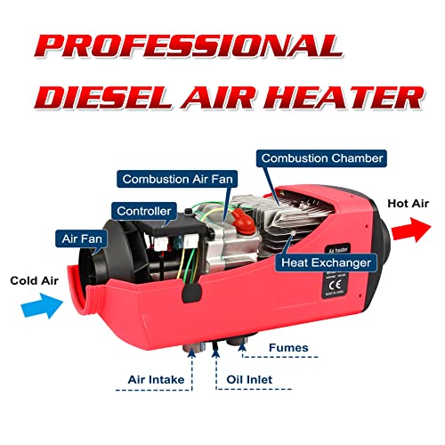 12V 8KW Diesel Air Heater Air Parking Heater 10L Tank Diesel Heater for Truck Boat Bus w Remote Control/LCD Monitor/Silencer