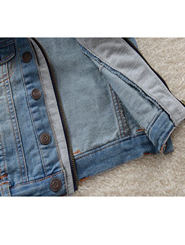 Mallimoda Kids Boys Girls Hooded Denim Jacket Zipper Coat Outerwear Style 2 Blue 2-3 Years
