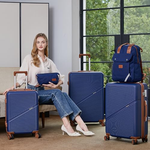Cosbarn Luggage Sets 5 Piece Suitcases with Wheels, Suitcase Set ABS Hard Case Luggage with TSA Lock Spinner Wheels Durable Travel Luggage