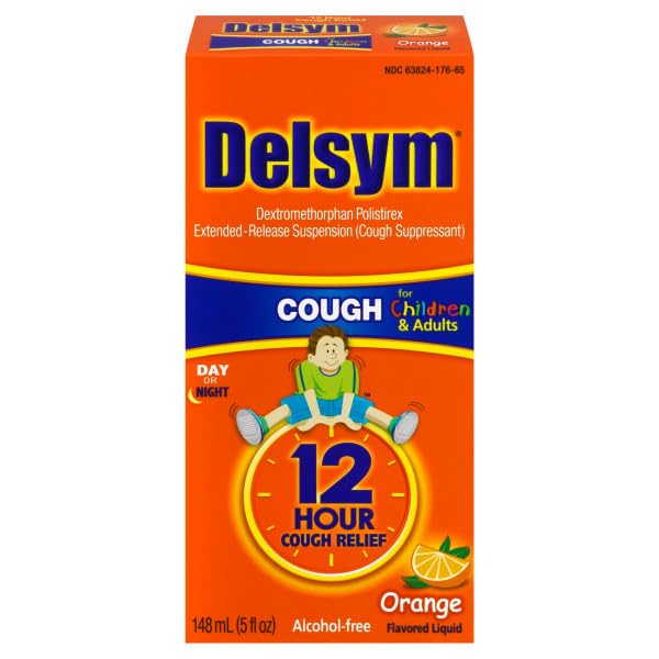 Delsym Adult 12 Hour Cough Relief Orange - 5 Fl Oz (Pack of 2)
