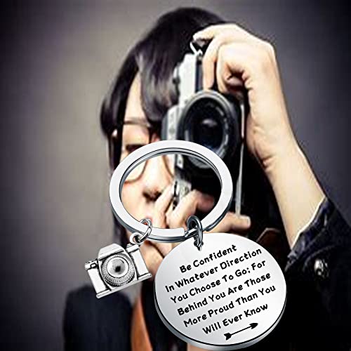 LQRI Camera Keychain Photographer Gift Be Confident In Whatever Direction You Choose To Go Keychain Camera Gifts Future Photographer Gift (silver)