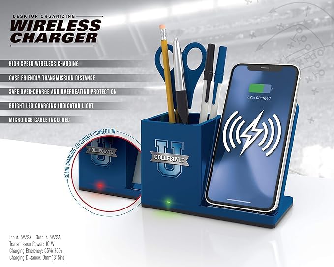 SOAR NCAA Wireless Cell Phone Charger and Desktop Organizer, Colorado State Rams