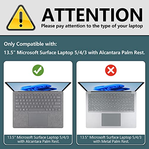TWOLSKOO Case for 13.5" Microsoft Surface Laptop 5/4/3 with Metal Palm Rest Model 1951/1868, Plastic Hard Shell Case with Screen Protector + Keyboard Cover + Dust Plug, Tropical Leaves X505