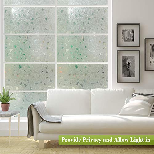 Privacy Window Films, Decorative Window Tint Static Cling Glass Treatment (Rainbow Effect with Sunlight) for Home Security,Decoration, Heat Control, UV Prevention,17.5In. by 78.7In.