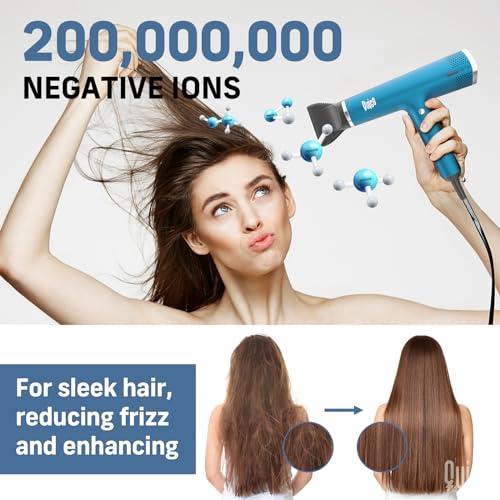 Professional Hair Dryer with Diffuser, Quico 1875W High-Speed Powerful Blow Dryer with 110000 RPM Motor, Faster Salon Ionic Hair, Adjustable Temp and Speed, Portable Hair Dryers for Home Travel, Gifts