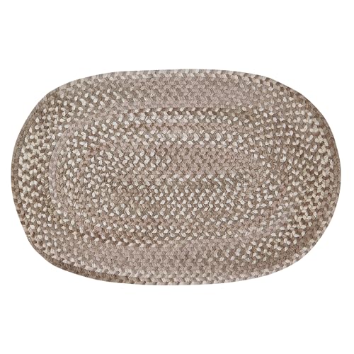 Better Trends Ombre Braided Area Rug, 20" x 30" Oval, Reversible and Durable, 100% Soft Cotton Chenille, Ideal for Kitchen, Living Room, Ergonomic Comfort Standing Braided Mat - Beige
