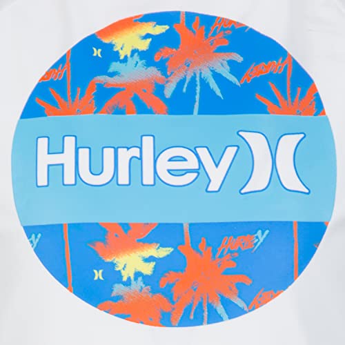 Hurley boys Swim Suit 2-piece Outfit rash guard sets, Fountain Blue, 18 Months US