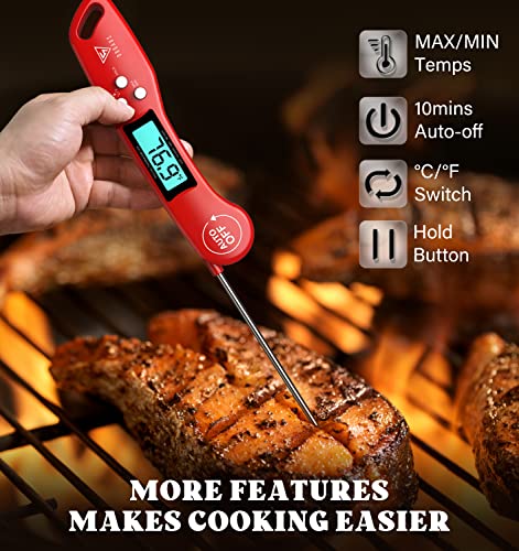 DOQAUS Digital Meat Thermometer, Instant Read Food Thermometer for Cooking, Kitchen Probe with Backlit & Reversible Display, Cooking Temperature Probe for Turkey, Grill, BBQ, Baking, Bread, Candy