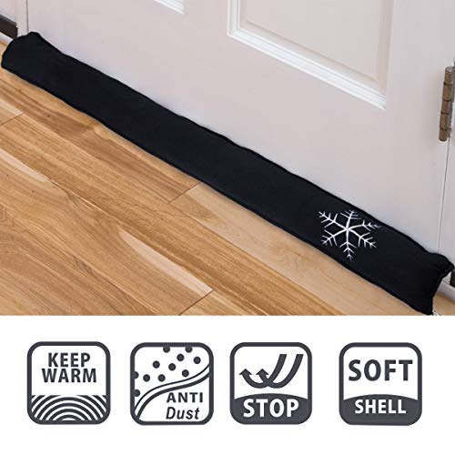 Cold Weather Door Draft Stopper - 36 Inch Door Snake Draft Stopper - Wind Blocker for Door Bottom and Window Sill (Black)