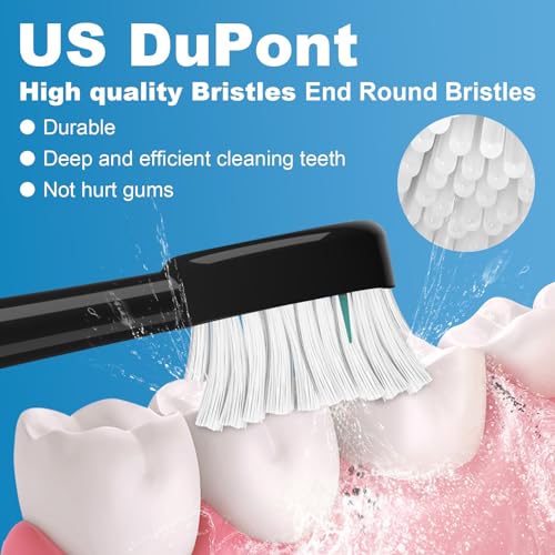 Replacement Brush Heads for WaterPik Sonic-Fusion 2.0 Flossing Toothbrush (SF-03/SF-04) and Sonic-Fusion Flossing Toothbrush (SF-01/SF-02),4 Count Black with Covers