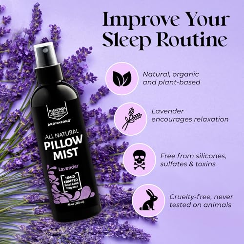 Aromasong Pillow Spray Gift Pack (Lavender, Ocean Mist, Eucalyptus) + Lavender Room & Linen Spray 4 fl oz – Relaxation, Deep Sleep, Calming Aromatherapy Bundle