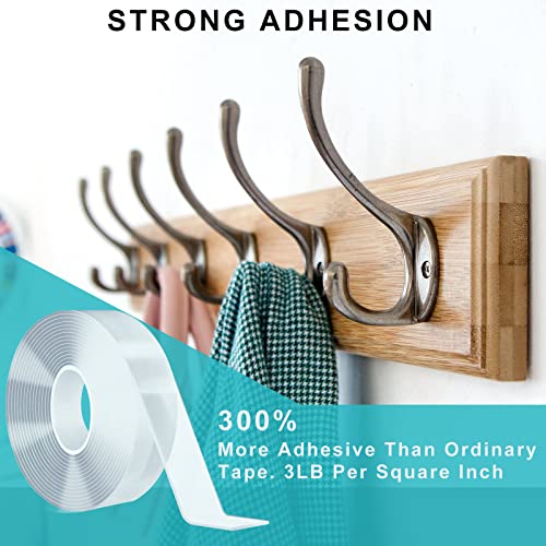 Ohayooz Extra Strong Double Sided Tape Heavy Duty Removable 10FT, Clear Sticky Adhesive Nano Tape Tough Washable Waterproof Mounting Tape for Hanging Picture, Poster, Carpet, Photo Deco