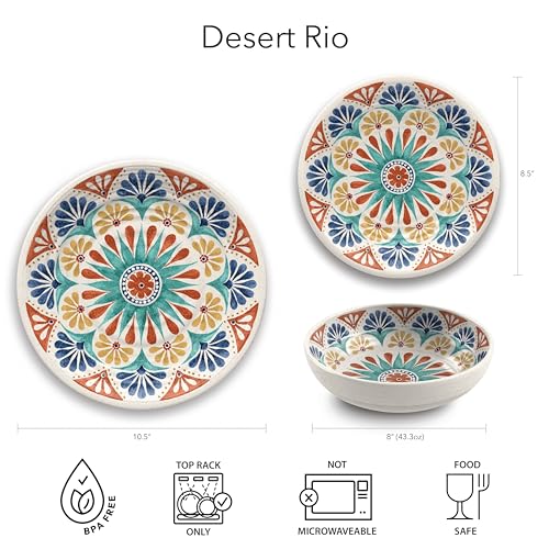 Abode Homewares Planta Desert Rio Dinner Plate, 10.5", Planta (Majority Plant Based with Melamine Binder), Indoor/Outdoor, Set of 6