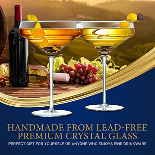 NutriChef 2 Sets of Crystal Martini Glass, Ultra Clear, Elegant Crystal Clear Wine Glass Pair, 100% Hand Blown, Dishwasher Safe, Great For Dinner, Parties, Wedding, And ELEGANT Occasions