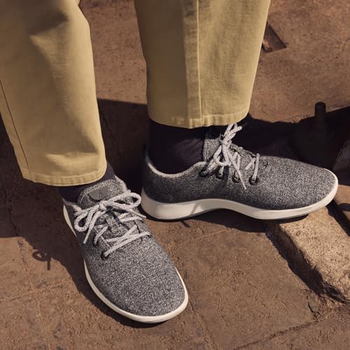 Allbirds Men’s Wool Runners Everyday Sneakers, Machine Washable Shoe Made with Natural Materials - Natural Black (Black Sole) - 8 Medium