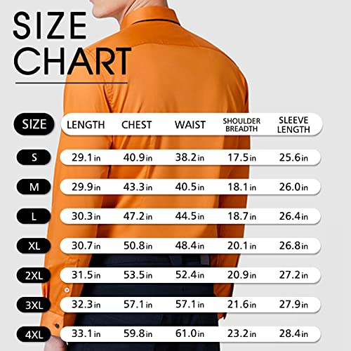 Barry.Wang Men Dress Shirt Button Down Wrinkle-Free Long Sleeve Shirts Solid Formal Wedding Regular Fit Tops