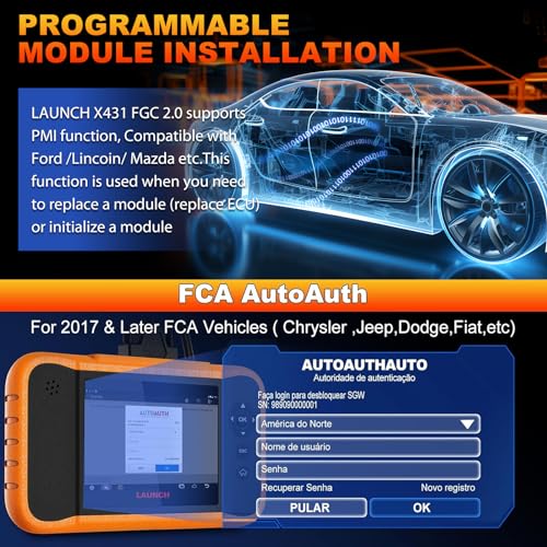 LAUNCH X431 Creader Elite 2.0 FGC OBD2 Scanner, Bi-Directional Scan Scanner for Ford, GM, Chrysler, All Fr ee Reset Full System Diagnostic Scanner, AUTOVIN, Online Feedback, Lifetime Free Update