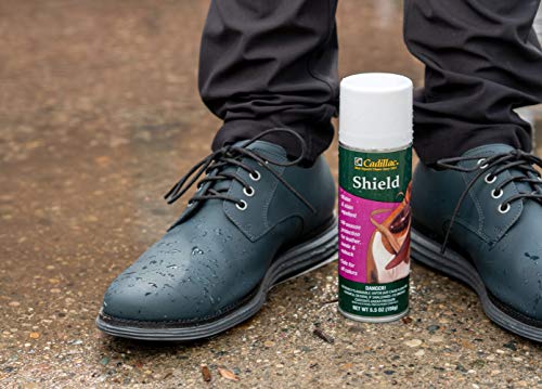 Cadillac Shield Water and Stain - Leather and Fabric Protector Spray - Great for Shoes - 5.5 oz - Waterproof and Protect Suede, Leather, Nubuck, Fabric, Nylon, Polyester & More