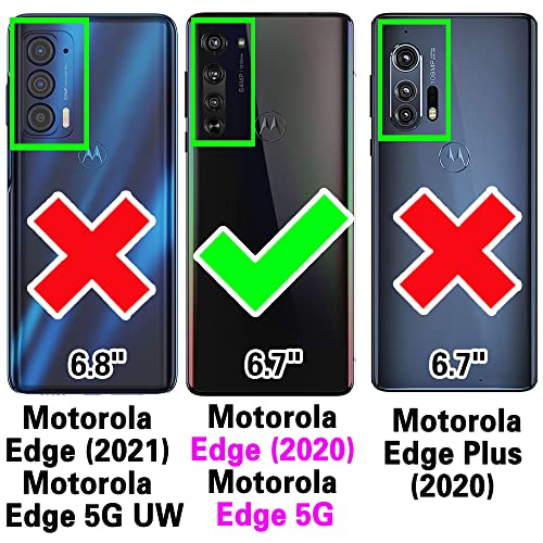 Asuwish Compatible with Motorola Moto Edge 5G 2020 Wallet Case and Tempered Glass Screen Protector Leather Flip Cover Card Holder Stand Cell Accessories Rubber Phone Cases for MotoEdge G5 Women Black