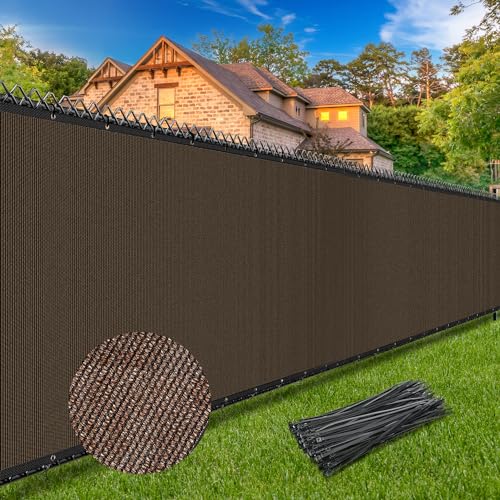 Winpull 4FT x 50FT Privacy Fence Screen Heavy Duty 170GSM Fencing Mesh Shade Net Cover Nickel-Plated Copper Grommets, 95% Blockage Privacy Fence for Outdoor Wall Garden Yard Backyard Pool (Brown)