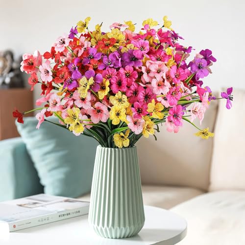 AmyHomie 20 Bundles Mix Orange Artificial Flowers for Outdoor Fall Decor UV Resistant Faux Flowers No Fade Fake Plastic Plants Garden Porch Window Box Decorating