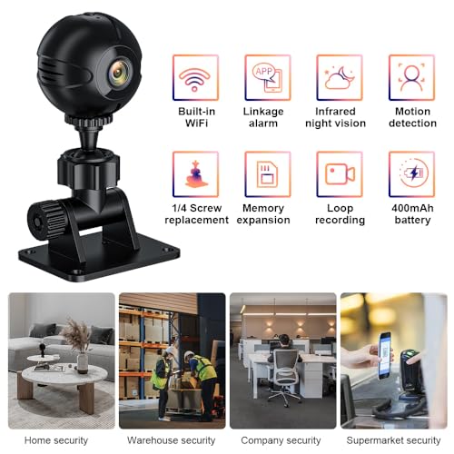 SHERONS Hidden WiFi Indoor Camera, Spy Wireless Camera for Home Security, 1080p Video, Motion Detection, Night Vision, Small Nanny Monitor Cam for Pet, Battery Powered, Easy Set Up