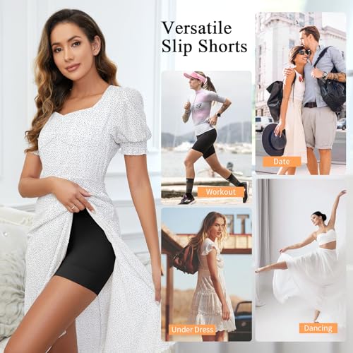FRESBEIT Slip Shorts for Women Under Dress, Boyshorts Panties Anti Chafing Shorts Smooth Shapewear Shorts S