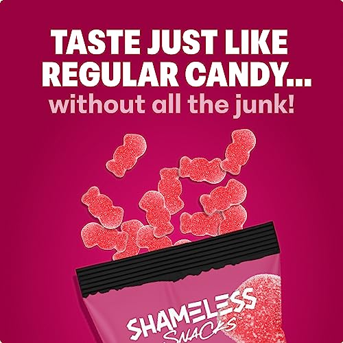 Shameless Snacks - Healthy Low Calorie Snacks, Low Carb Keto Gummies (Gluten Free Candy) - 6 Pack Red Raspberry Sour Scouts