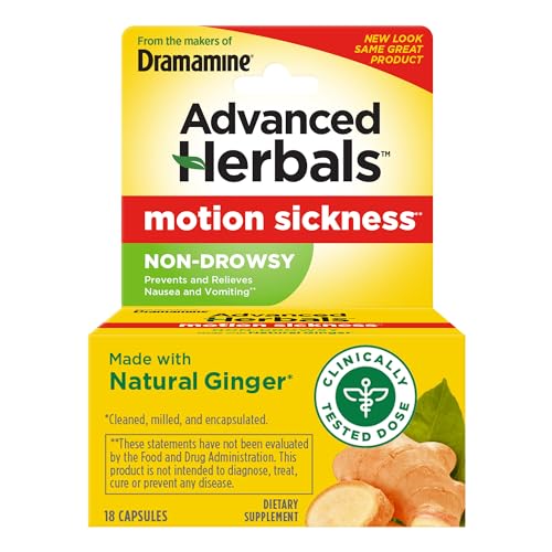 Dramamine Non-Drowsy, Motion Sickness Relief, Made with Natural Ginger, 18 Count & Kids Chewable, Motion Sickness Relief, Grape Flavor, 8 Count