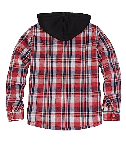 ZENTHACE Mens Sherpa Lined Hooded Flannel Shirt Jacket Fleece Plaid Shacket Jackets with Hood Fall Winter Overshirt Black S