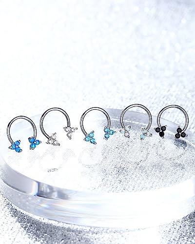 Jewseen 16g Septum Rings Flower Cartilage Hoop Earring 316L Stainless Steel Daith Piercing Jewelry Nose Rings Hoops Piercing Jewelry for Women