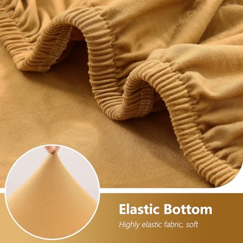 hyha 3 Pieces Couch Covers for 2 Cushion Couch, Love Seat Couch Covers, Sofa Covers Washable Stretch Loveseat Sofa Slipcover, Loveseat Covers with Elastic Straps (Loveseat, Camel)
