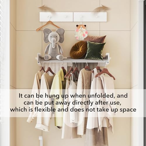 LIENAHU Drying Rack Clothing Upgrade,Clothes Drying Rack Wall Mounted,Laundry Drying Rack Wall Mount,Foldable,Collapsible,Retractable,5 Aluminium Poles,with Hooks,White