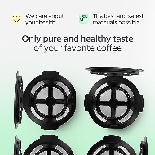 4 Reusable K Cups for Keurig K Supreme, K Supreme Plus, K Slim with Multistream Technology, K-Duo Hot & Iced - 4 Black Refillable Kcups Coffee Filters for Keurig Coffee Makers