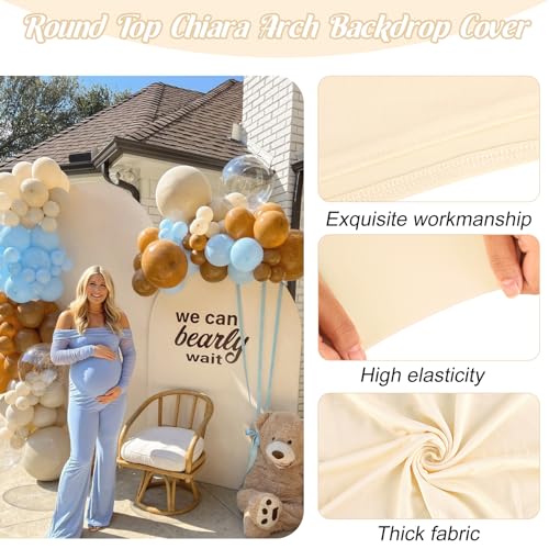 Spandex Fitted Wedding Arch Cover Set of 3 Arch Backdrop Cover, Round Top Chiara Backdrop Stand Covers for Wedding Birthday Party Baby Shower Banquet Arch Decoration (Sage Green, 5FT,6FT,6.6FT)