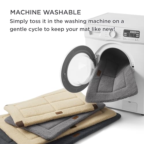 Bedsure Washable Dog Crate Bed for Small Dogs, Reversible Foam Floor Dog Mat, Lightweight Travel Flat Pet Beds for Indoor & Outdoor Dogs (24" x 18", Beige)