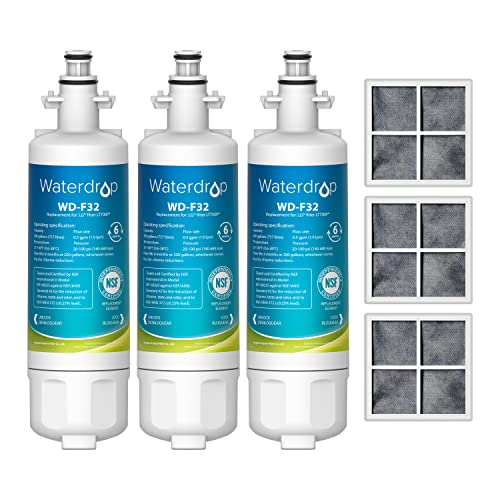 Waterdrop ADQ36006101 Replacement for LG® LT700P® Refrigerator Water Filter, Kenmore® 9690, 469690, ADQ36006102, LFXS30766S, RFC1200A, FML-3 and LT120F® Fresh Air Filter, 3 Combo