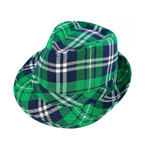 UTTPLL St. Patricks-Green-Plaid-Accessory-Cosplay Leprechaun Hat Fedora Unisex Men Women Kids Irish Hats Cap Cowboy Headwear Costumes Funny Party Supplies