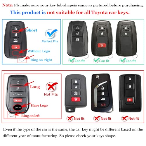 QBUC for Toyota Key Fob Cover with Keychain Suitable for RAV4 Camry Avalon C-HR Corolla GT86 Premium TPU Key Fob Case (Style 1-Blue)