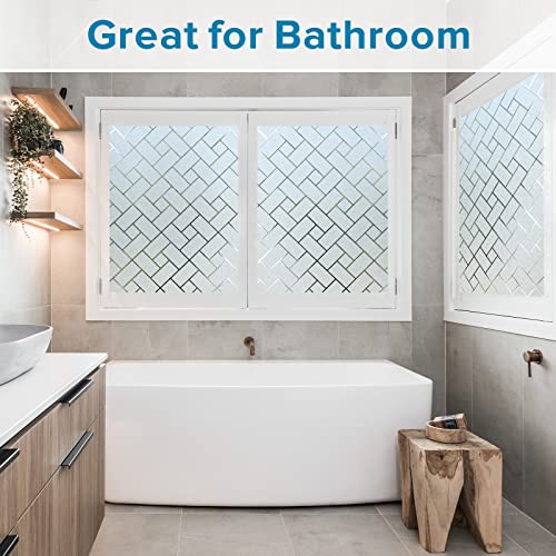 rabbitgoo Window Privacy Film, Frosted Glass Static Cling Window Sticker, Vinyl Covering for Home Office Bathroom Decorative, 35.4 x 118.1 inches