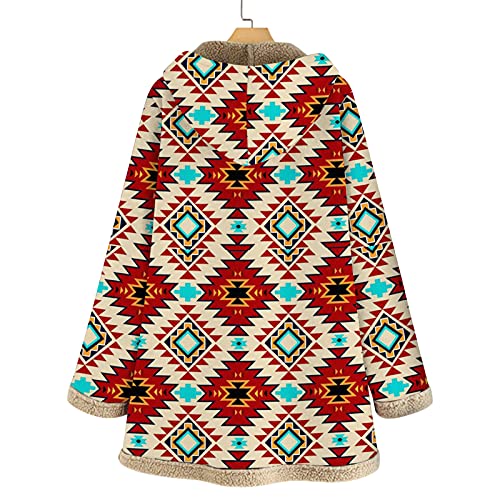 Friday Black Sale Coats for Women Winter Ethnic Aztec Print Jacket Sherpa Fleece Lined Open Front Hooded Cardigan with Pockets Orders Placed by Me