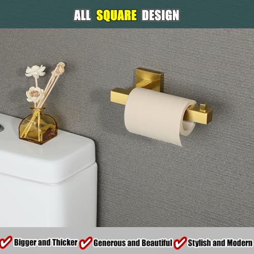 Alise Toilet Paper Holder,Bathroom Tissue Holder Wall Mount Toilet Paper Roll Holder Storage Dispenser,Square SUS304 Stainless Steel Paper Rack,Gold Finish GYT4005-G