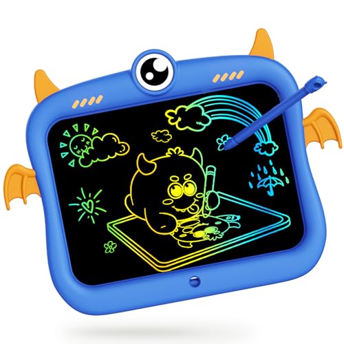 TEKFUN Toddler Toys Drawing Pad for Kids, 8.5inch Kids Travel Essentials Doodle Board, Colorful Writing Tablet for Kids, Mess Free Coloring for Toddlers Ages 3 4 5 6 7 8 Boys - Blue