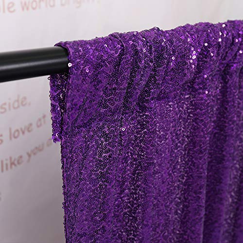 Trlyc Purple Sequin Backdrop Curtains - 2 Panels 2x8ft Sparkly Purple Curtains Glitter Backdrop for Party Christmas Wedding Birthday Halloween Background Decoration