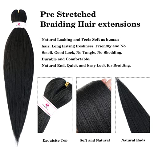 Beyond Beauty Braiding Hair pre stretched, Braids Synthetic Fiber Ombre Yaki Texture, Natural Easy Twist Braids Crochet Hair Hot Water Setting hair extensions