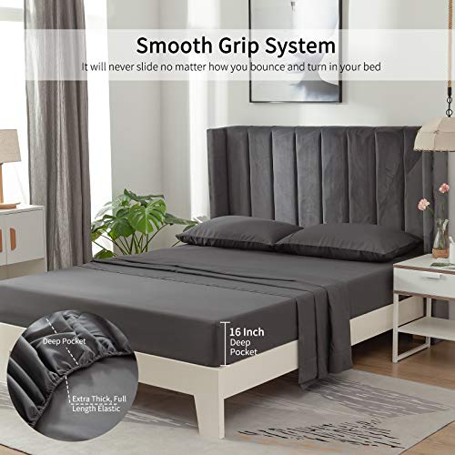 PY HOME & SPORTS Queen Bed Sheets Set Blue Ultra Soft 4 Pieces Bedding Microfiber Luxury Sheet with 16" Deep Pockets