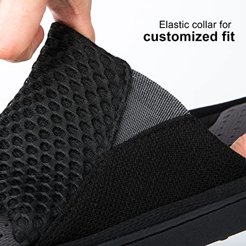 LongBay Men's Comfy Memory Foam Slide Slippers Breathable Mesh Cloth House Shoes (Small / 7-8 D(M) US, Black)