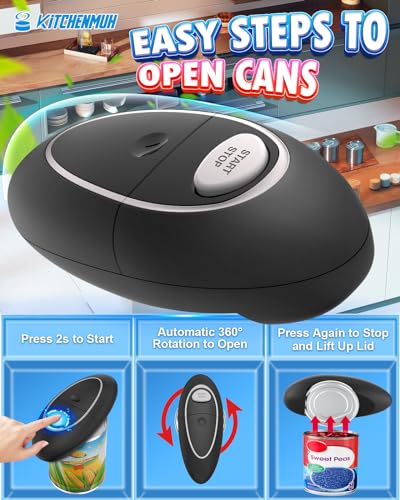 One Touch Electric Can Opener Fits Almost All Can Sizes for Seniors with Arthritis, Hand Held Battery Operated Can Opener with Smooth Edge, Food Safe Kitchen Gadgets Automatic Can Opener for Kitchen